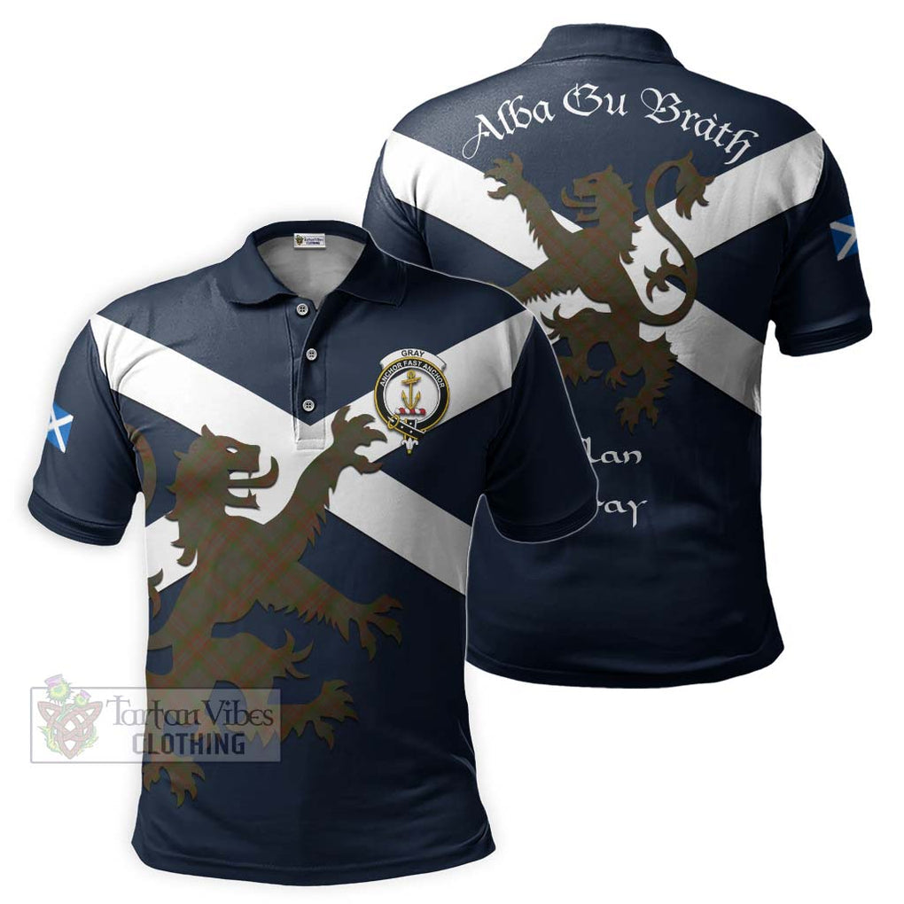 Tartan Vibes Clothing Gray Tartan Lion Rampant Polo Shirt – Proudly Display Your Heritage with Alba Gu Brath and Clan Name