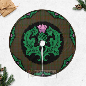 Gray Tartan Christmas Tree Skirt Scottish Thistle Style