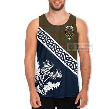 Gray Tartan Men's Tank Top Featuring Thistle and Scotland Map