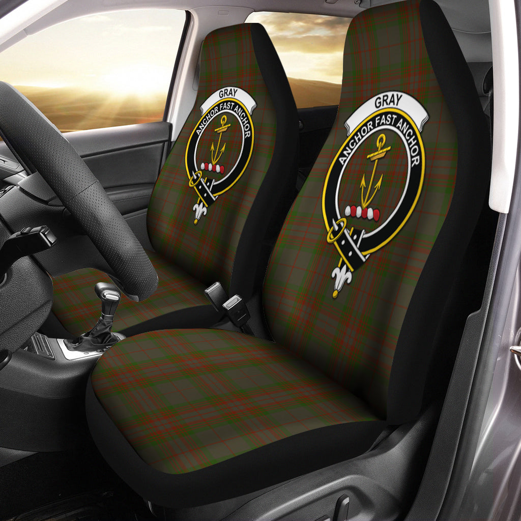 Gray Tartan Car Seat Cover with Family Crest One Size - Tartanvibesclothing