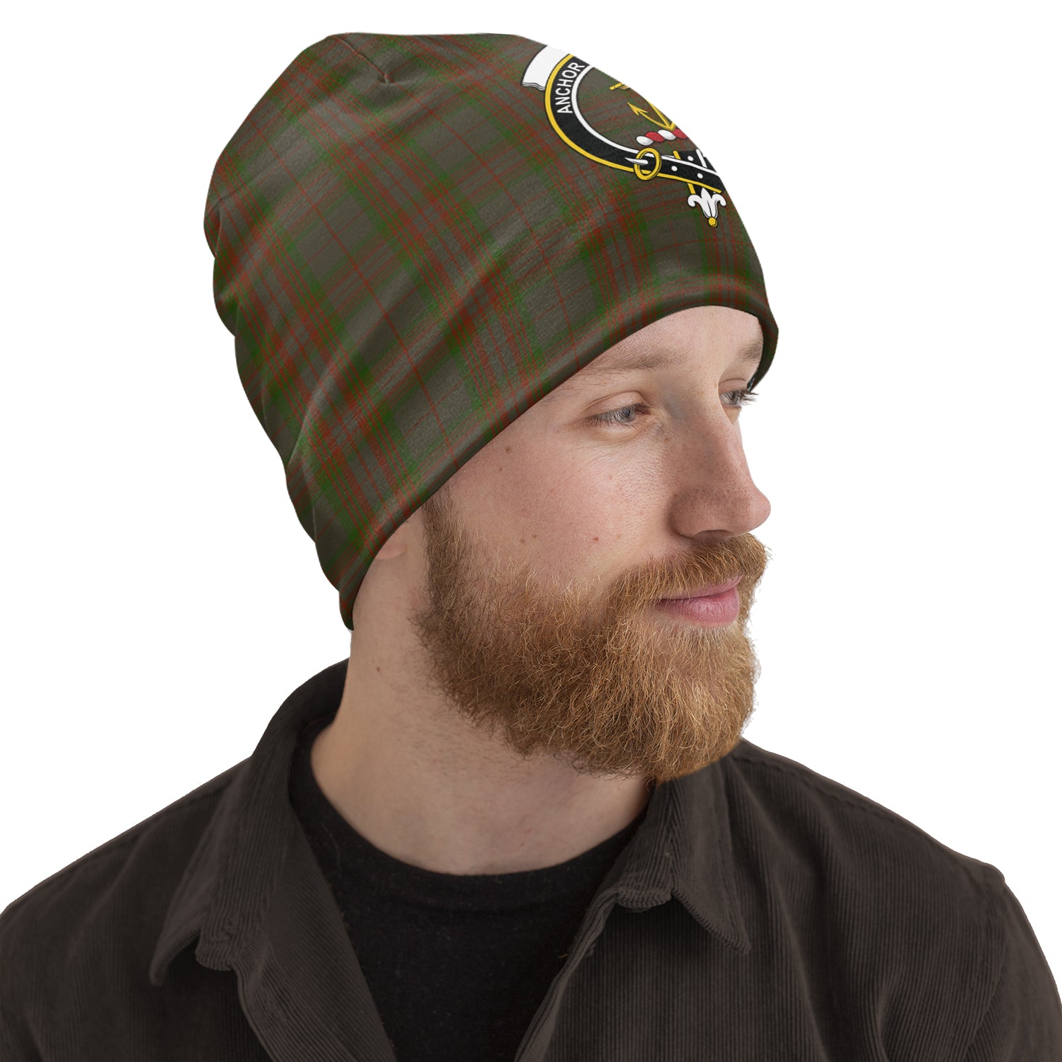 Gray Tartan Beanies Hat with Family Crest One Size 10.5*10.2 inches - Tartan Vibes Clothing