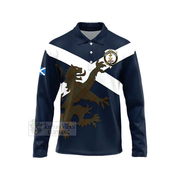 Gray Tartan Lion Rampant Long Sleeve Polo Shirt  Proudly Display Your Heritage with Alba Gu Brath and Clan Name