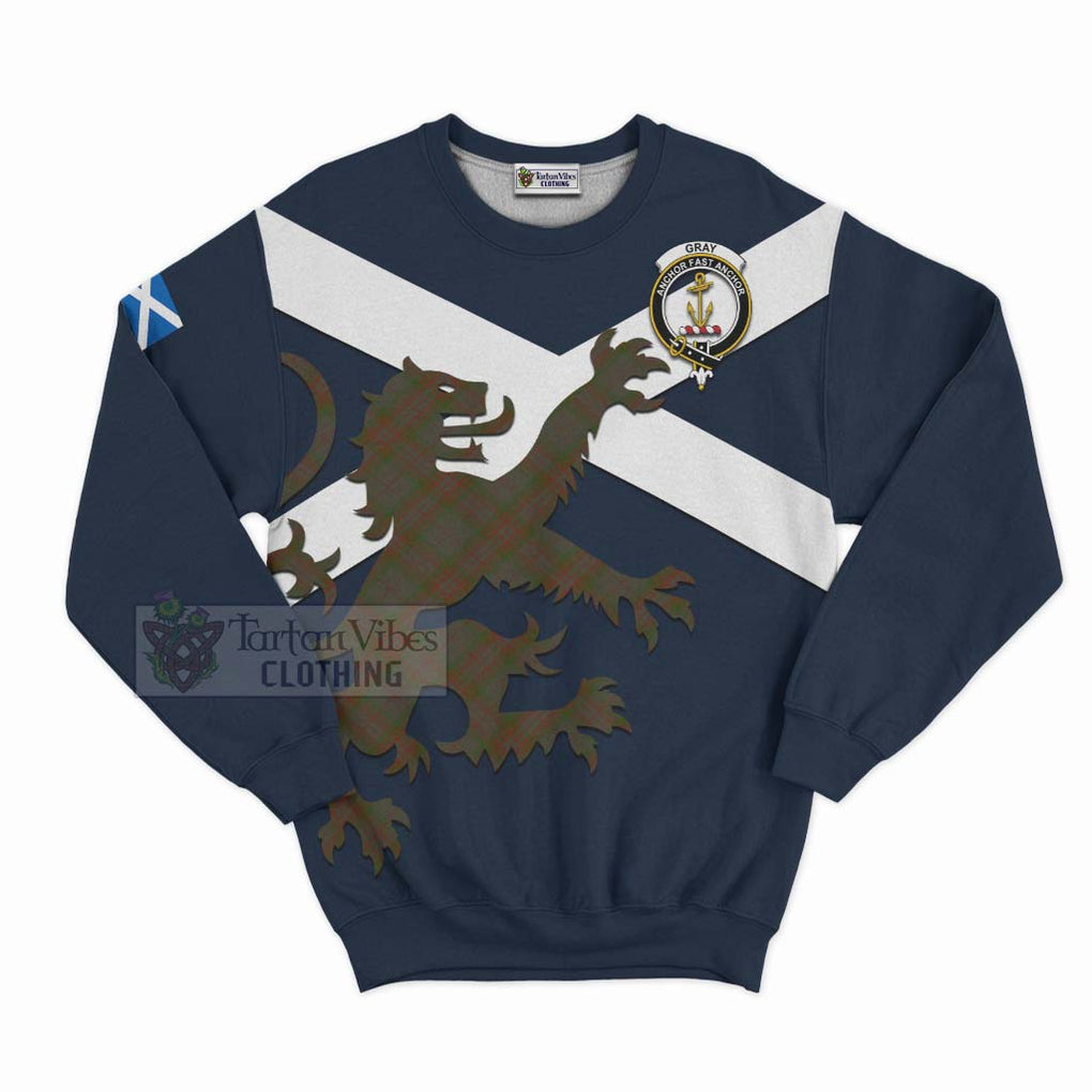 Tartan Vibes Clothing Gray Tartan Lion Rampant Sweatshirt – Proudly Display Your Heritage with Alba Gu Brath and Clan Name