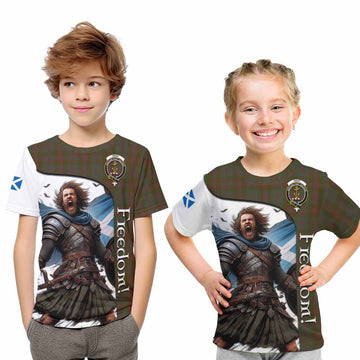 Gray Crest Tartan Kid T-Shirt Inspired by the Freedom of Scottish Warrior