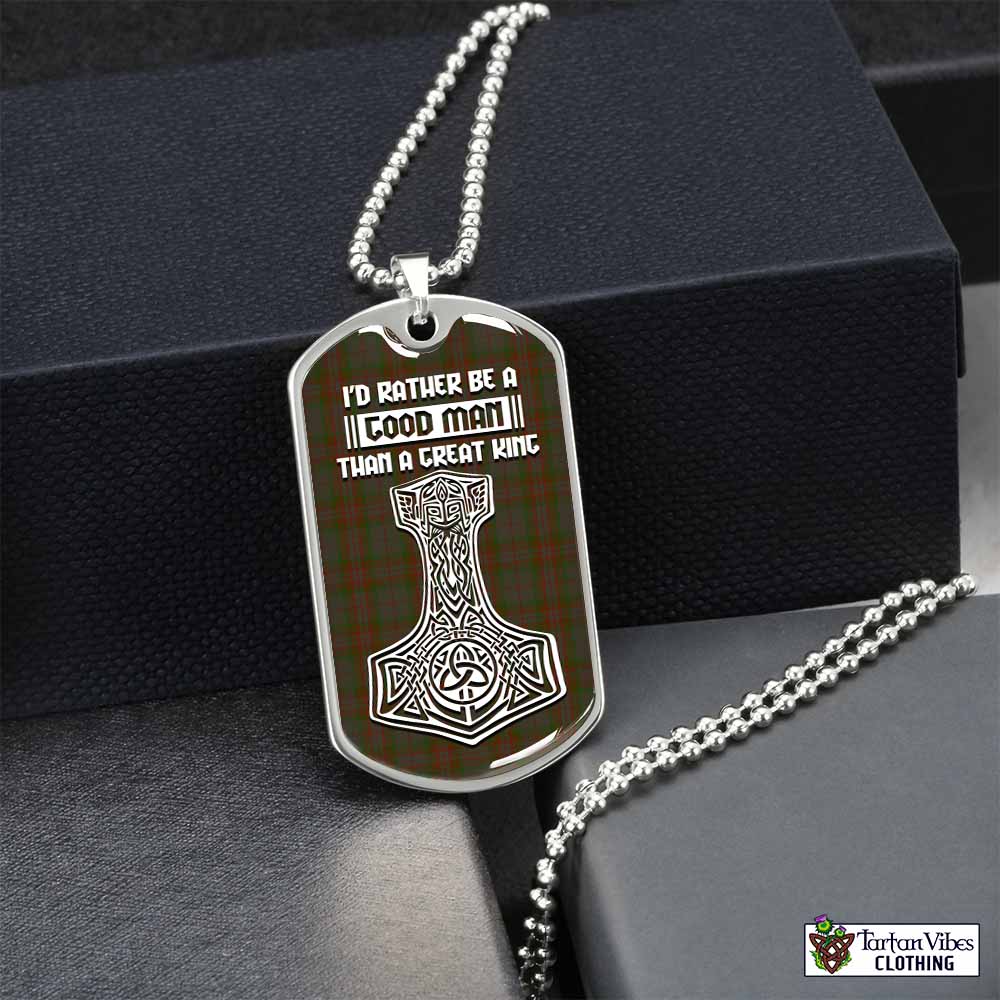 Gray Tartan Dog Tag Necklace Viking Mjolnir Style Silver No - Tartan Vibes Clothing