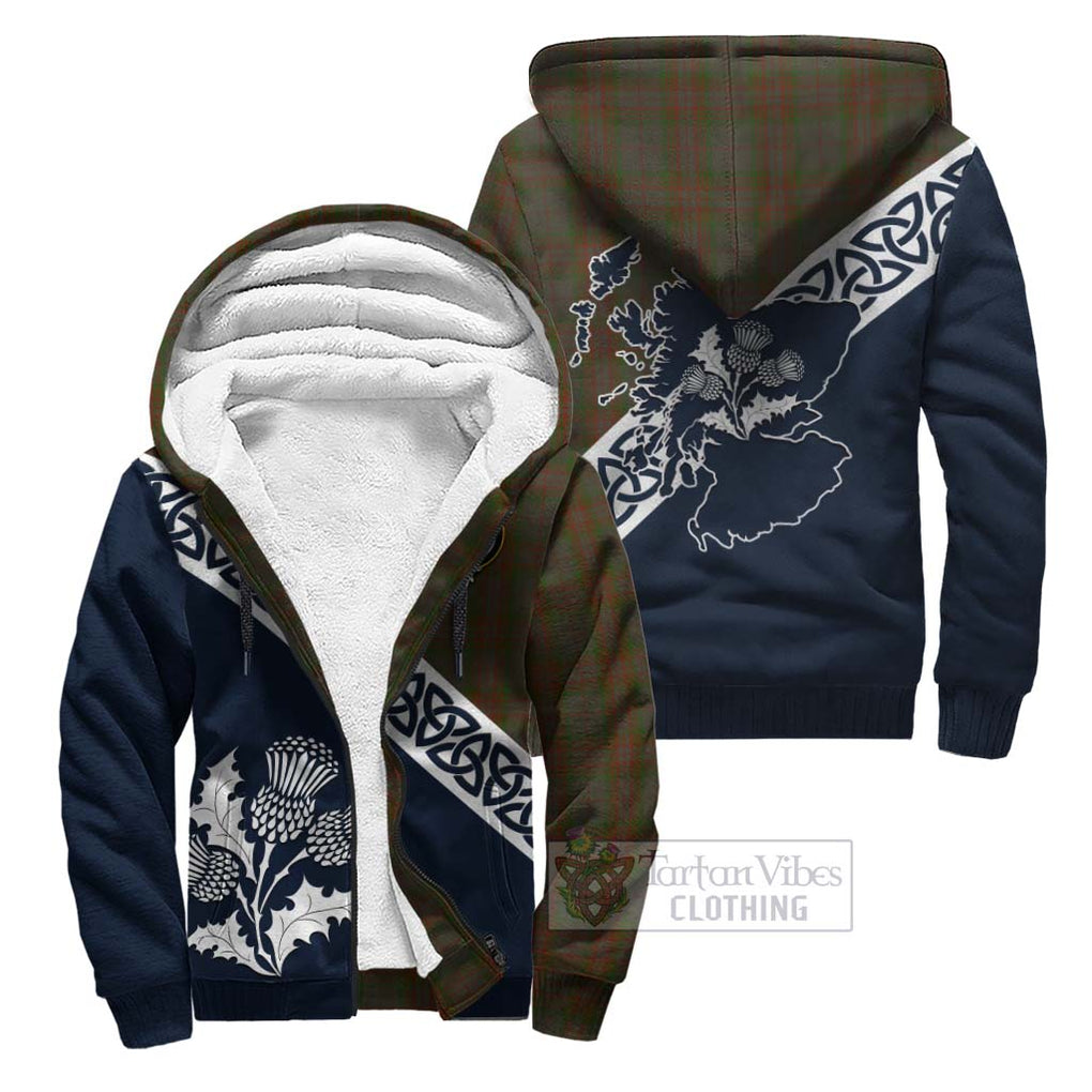 Tartan Vibes Clothing Gray Tartan Sherpa Hoodie Featuring Thistle and Scotland Map