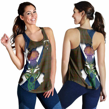 Gray Tartan Family Crest Women's Racerback Tanks Scottish Thistle Celtic Inspired 4XL - Tartan Vibes Clothing