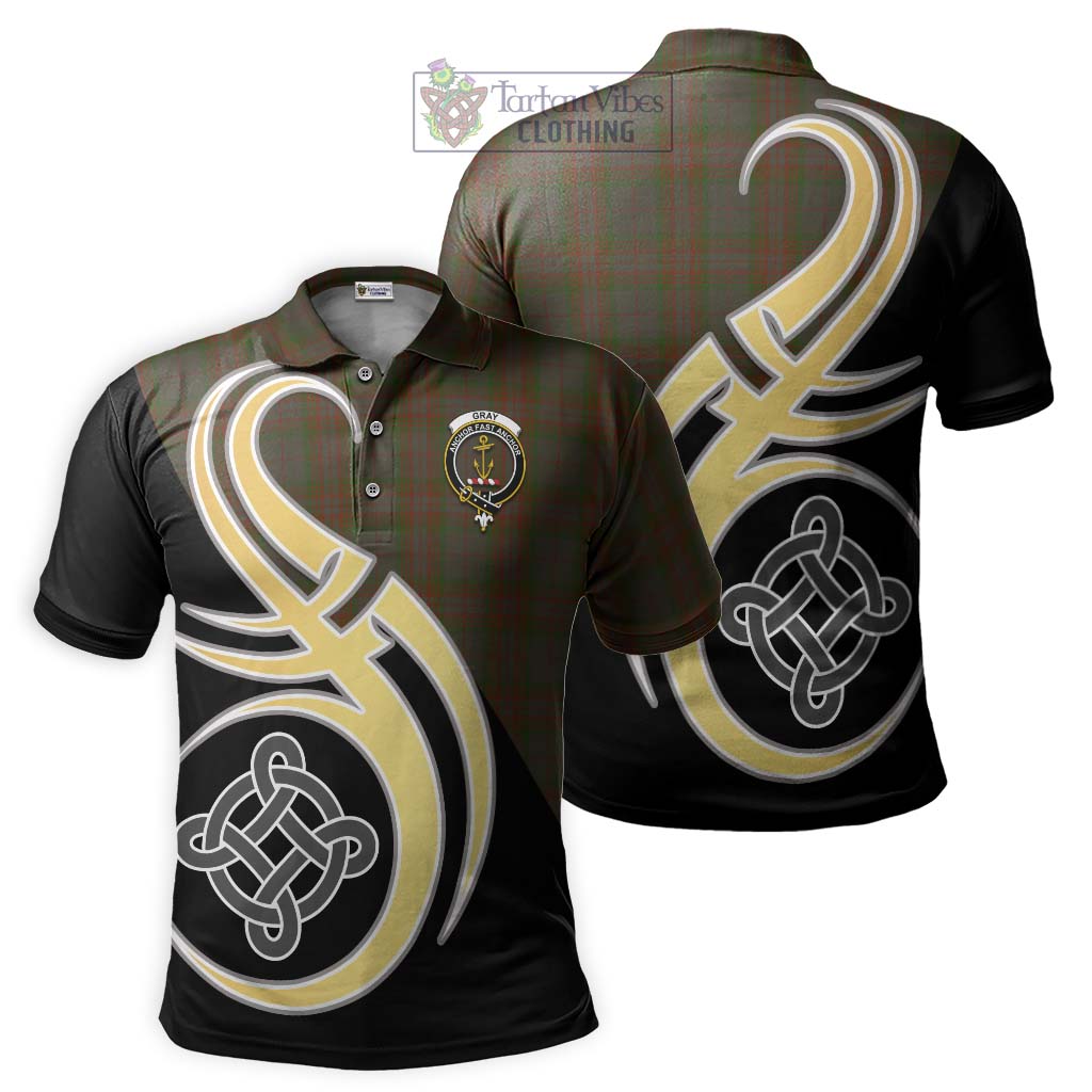 Gray Tartan Polo Shirt with Family Crest and Celtic Symbol Style Kid - Tartan Vibes Clothing