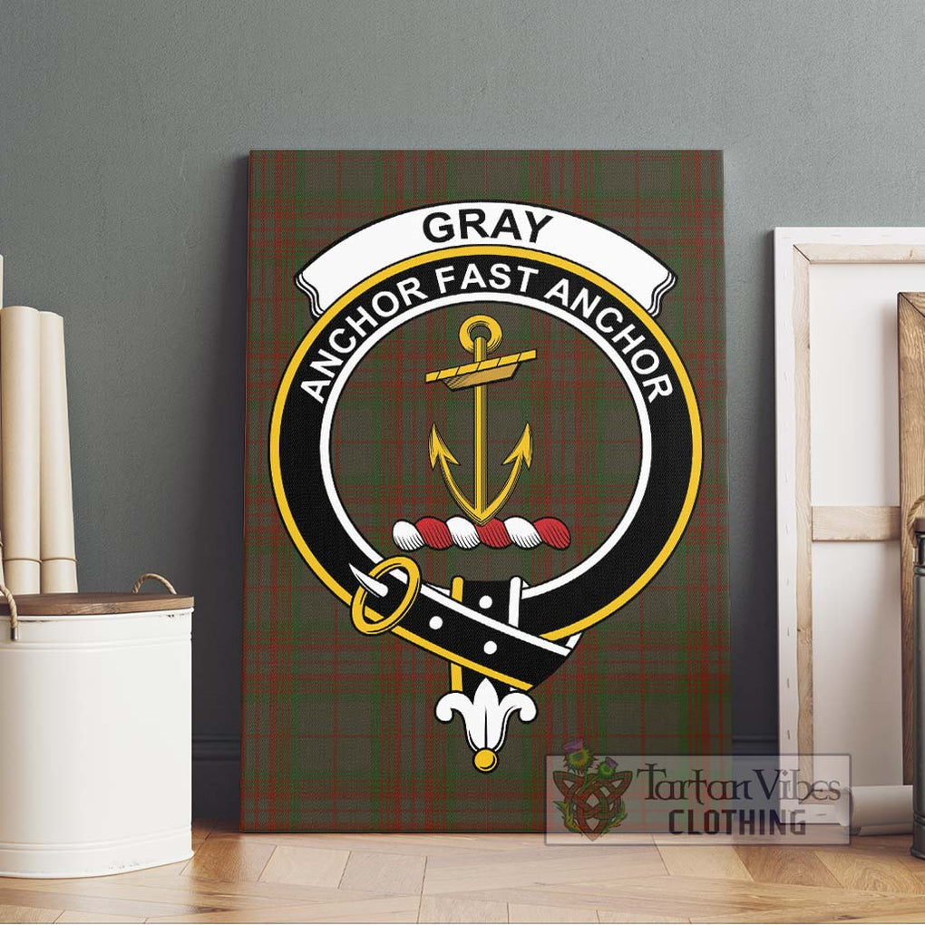 Gray Tartan Canvas Print Wall Art with Family Crest Without Frame - Tartan Vibes Clothing