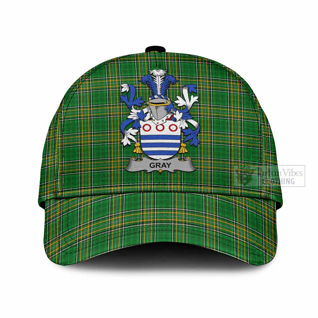 Tartan Vibes Clothing Gray Irish Clan Tartan Classic Cap with Coat of Arms