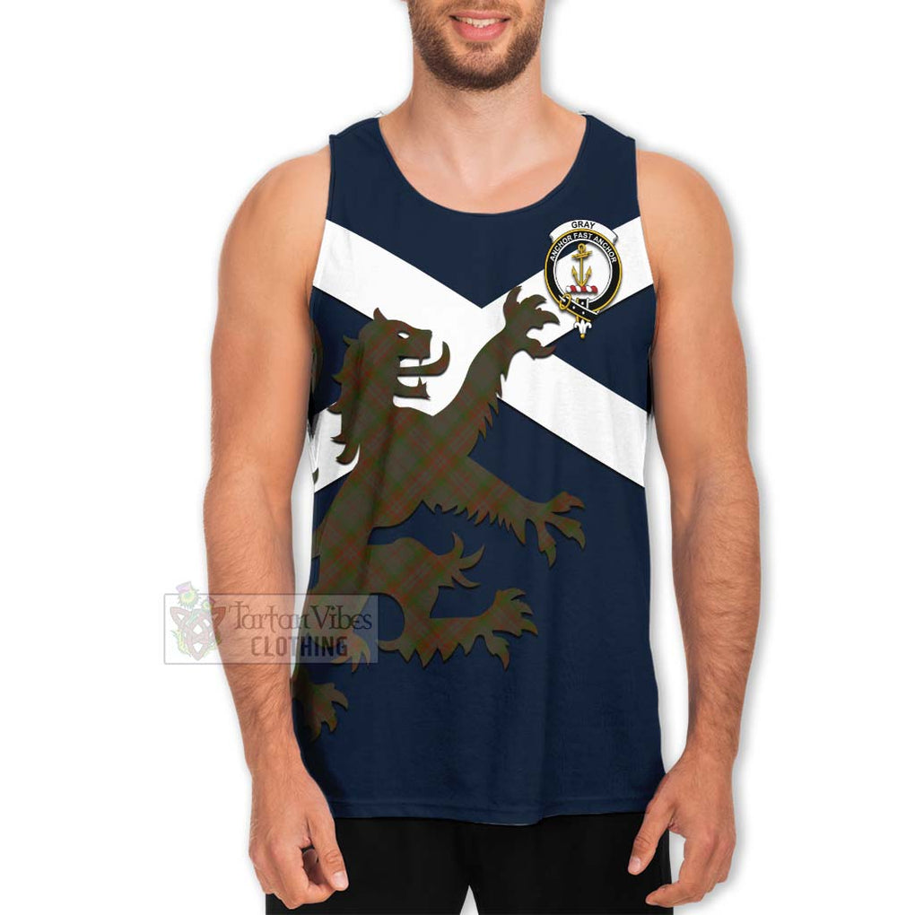 Tartan Vibes Clothing Gray Tartan Lion Rampant Men's Tank Top – Proudly Display Your Heritage with Alba Gu Brath and Clan Name