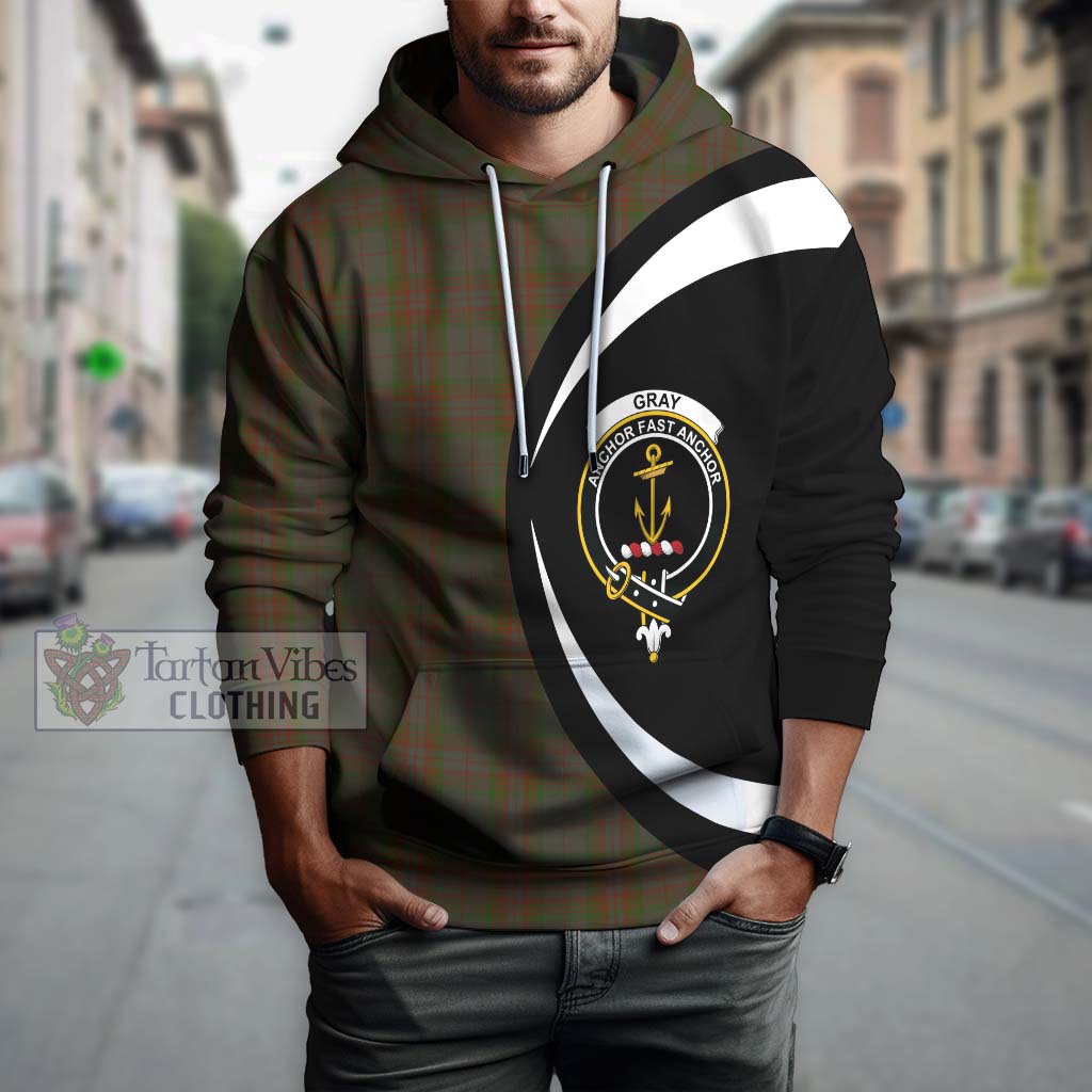 Tartan Vibes Clothing Gray Tartan Hoodie with Family Crest Circle Style