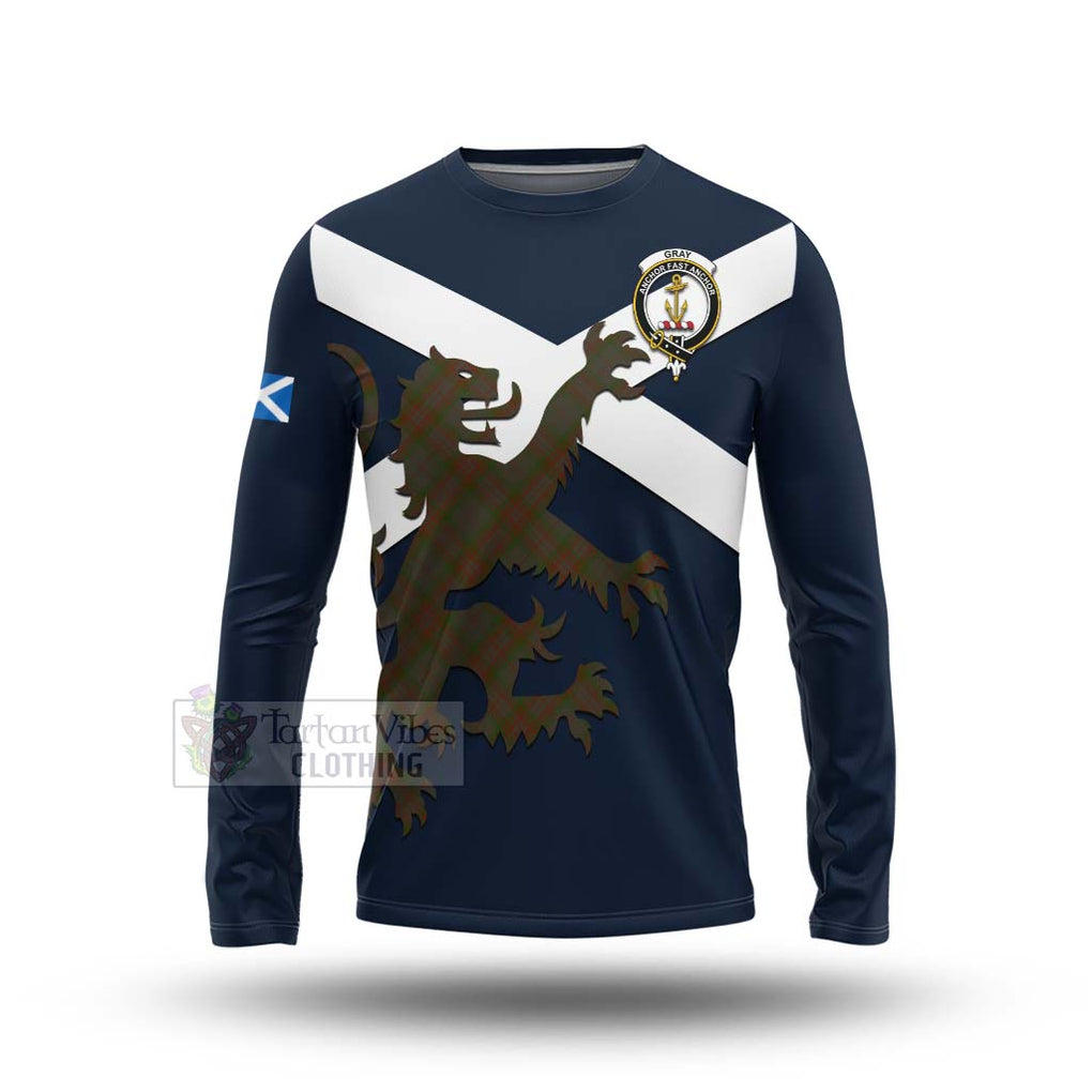 Tartan Vibes Clothing Gray Tartan Lion Rampant Long Sleeve T-Shirt – Proudly Display Your Heritage with Alba Gu Brath and Clan Name