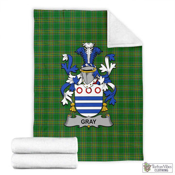 Gray Irish Clan Tartan Blanket with Coat of Arms