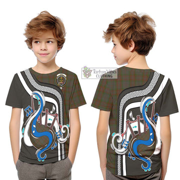 Gray Tartan Kid T-Shirt with Epic Bagpipe Style