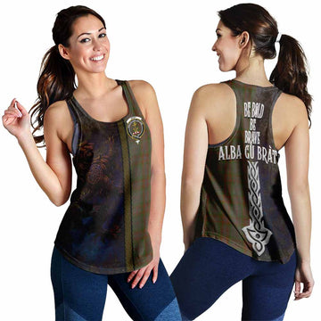 Gray Tartan Family Crest Women's Racerback Tanks Alba Gu Brath Be Brave Lion Ancient Style 4XL - Tartan Vibes Clothing