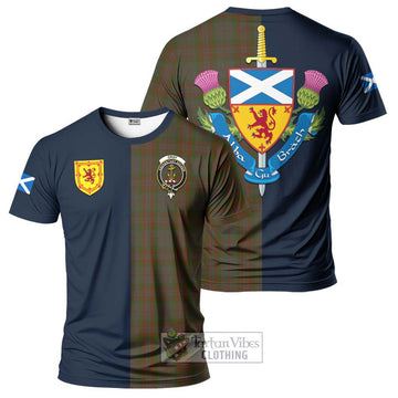 Gray Tartan T-Shirt Alba with Scottish Lion Royal Arm Half Style