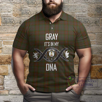 Gray Tartan Polo Shirt with Family Crest DNA In Me Style