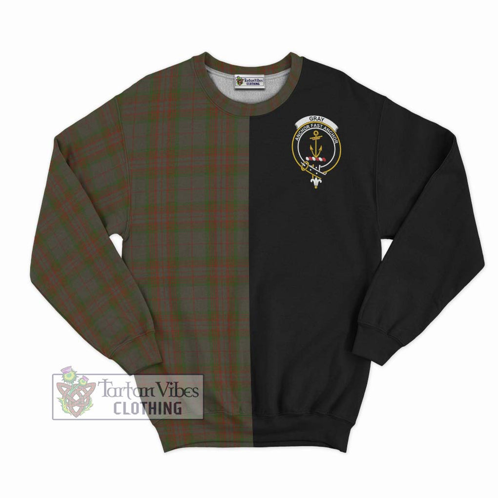 Gray Tartan Sweatshirt with Family Crest and Half Of Me Style - Tartanvibesclothing Shop