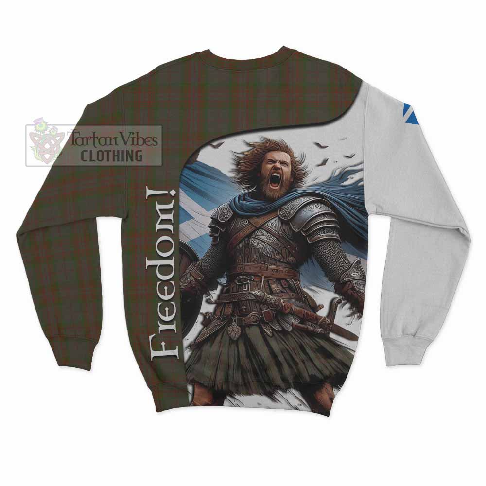 Tartan Vibes Clothing Gray Crest Tartan Sweatshirt Inspired by the Freedom of Scottish Warrior