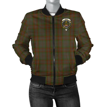 Gray Tartan Bomber Jacket with Family Crest