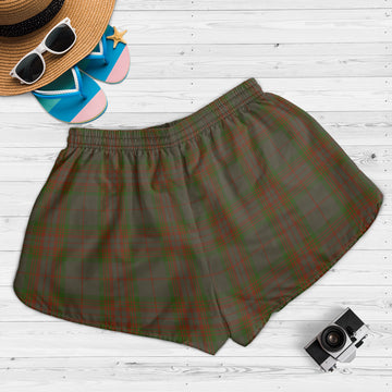 Gray Tartan Womens Shorts with Family Crest