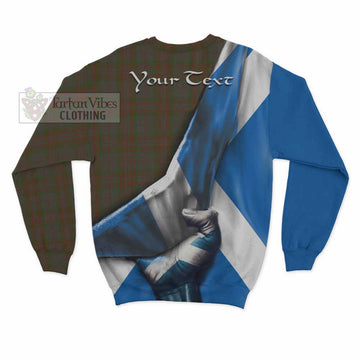 Gray Tartan Sweatshirt with Family Crest Scotland Patriotic Style