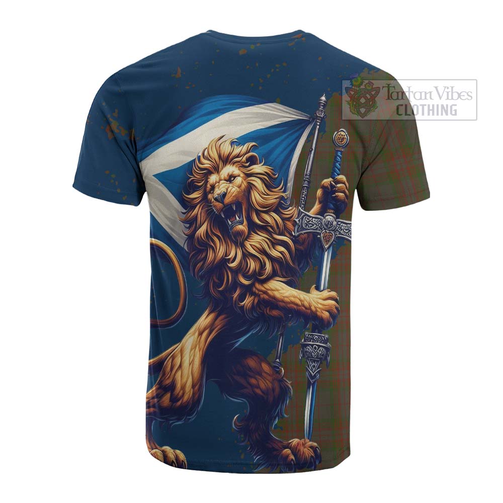 Tartan Vibes Clothing Gray Tartan Family Crest Cotton T-shirt with Scottish Majestic Lion