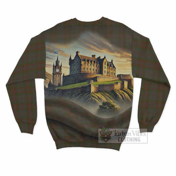 Gray Tartan Family Crest Sweatshirt with Scottish Ancient Castle Style - Tartan Vibes Clothing