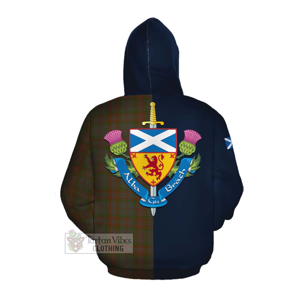 Tartan Vibes Clothing Gray Tartan Cotton Hoodie Alba with Scottish Lion Royal Arm Half Style