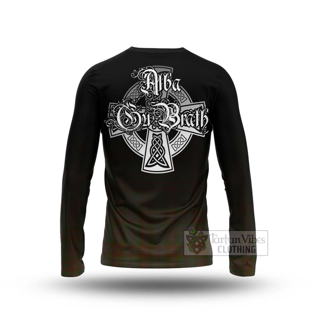 Tartan Vibes Clothing Gray Tartan Long Sleeve T-Shirt Featuring Alba Gu Brath Family Crest Celtic Inspired