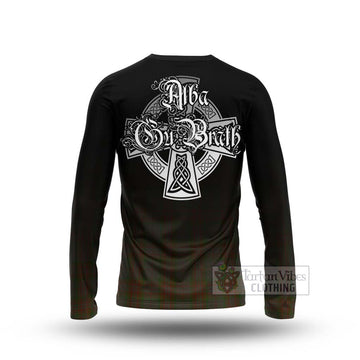 Gray Tartan Long Sleeve T-Shirt Featuring Alba Gu Brath Family Crest Celtic Inspired