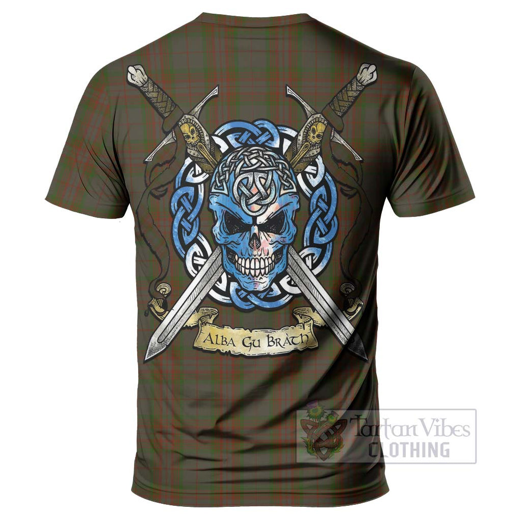 Tartan Vibes Clothing Gray Tartan T-Shirt with Family Crest Celtic Skull Style