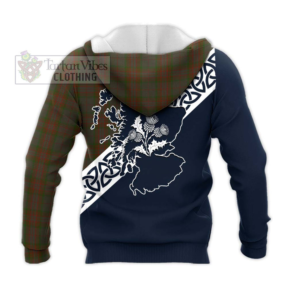 Tartan Vibes Clothing Gray Tartan Knitted Hoodie Featuring Thistle and Scotland Map