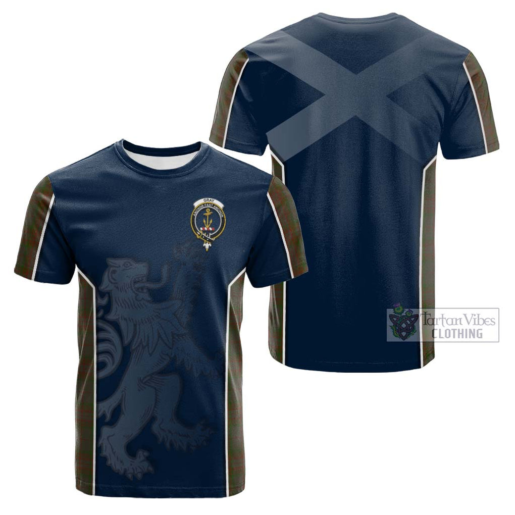 Tartan Vibes Clothing Gray Tartan Cotton T-shirt with Family Crest and Lion Rampant Vibes Sport Style