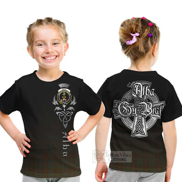 Gray Tartan Kid T-Shirt Featuring Alba Gu Brath Family Crest Celtic Inspired