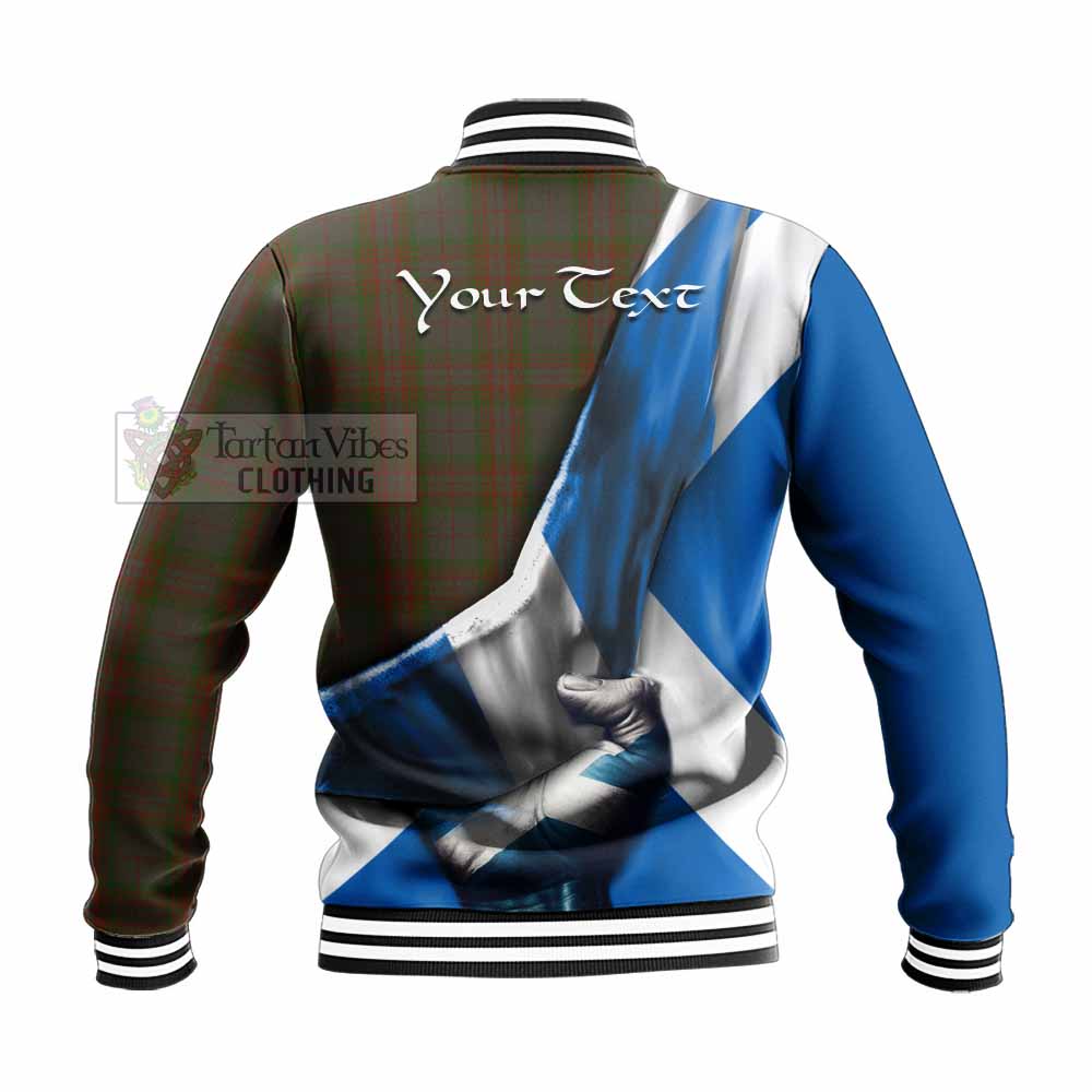 Tartan Vibes Clothing Gray Tartan Baseball Jacket with Family Crest Scotland Patriotic Style