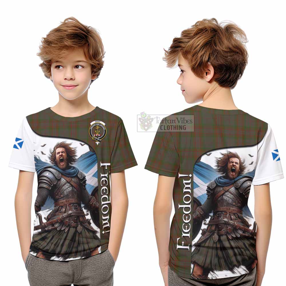 Tartan Vibes Clothing Gray Crest Tartan Kid T-Shirt Inspired by the Freedom of Scottish Warrior