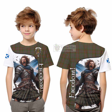 Gray Crest Tartan Kid T-Shirt Inspired by the Freedom of Scottish Warrior