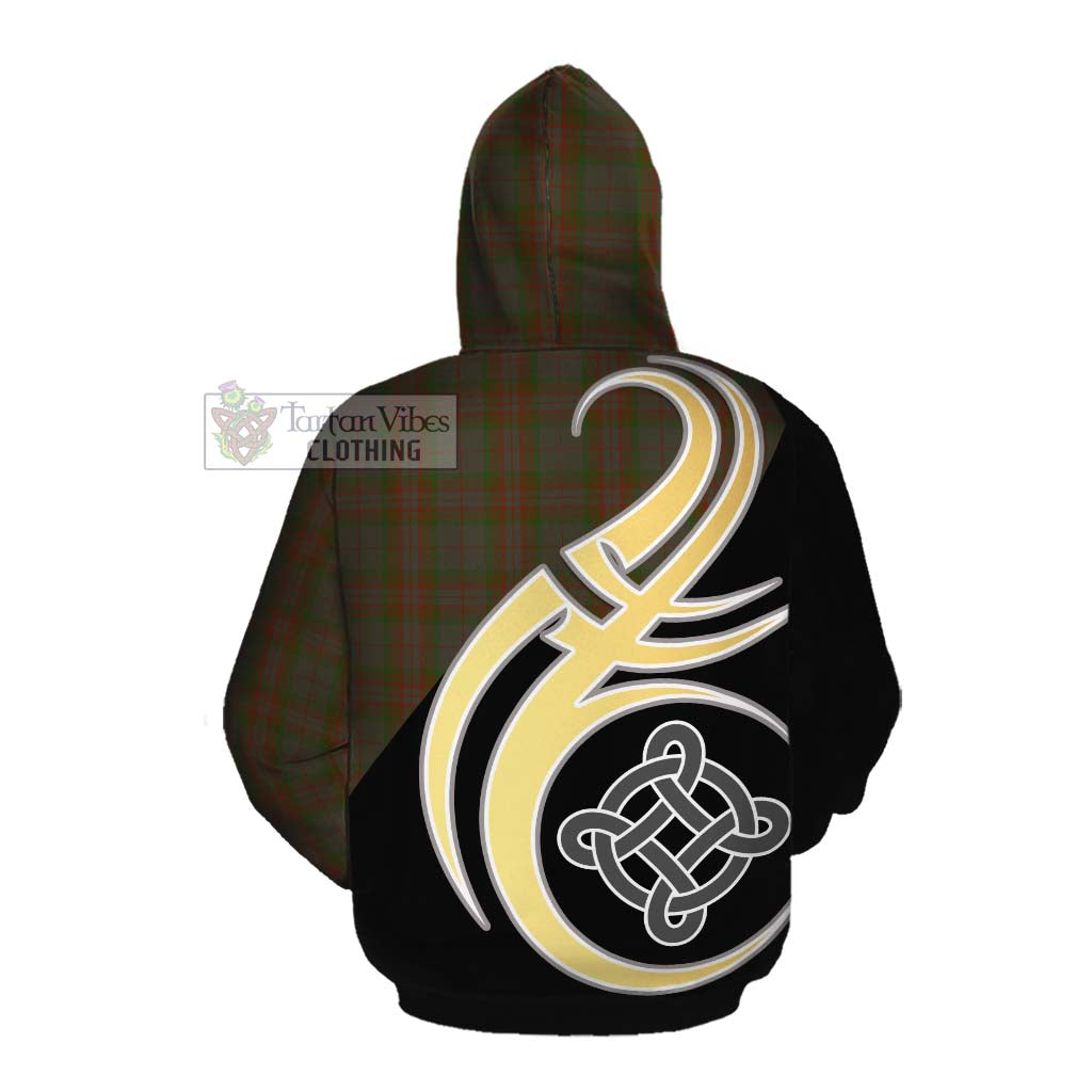 Tartan Vibes Clothing Gray Tartan Cotton Hoodie with Family Crest and Celtic Symbol Style