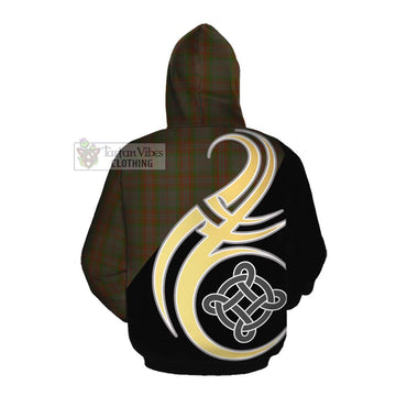 Gray Tartan Cotton Hoodie with Family Crest and Celtic Symbol Style