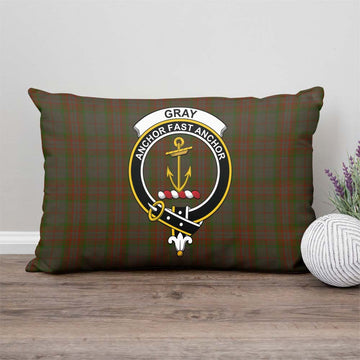 Gray Tartan Pillow Cover with Family Crest