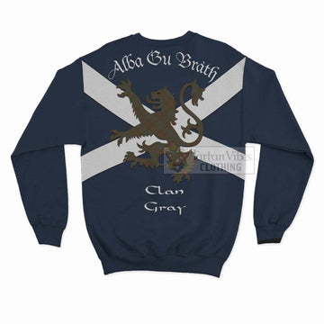 Gray Tartan Lion Rampant Sweatshirt  Proudly Display Your Heritage with Alba Gu Brath and Clan Name