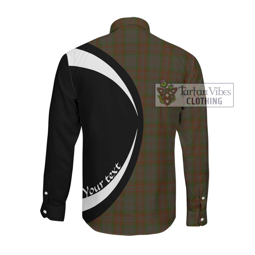 Gray Tartan Long Sleeve Button Up with Family Crest Circle Style Men's Shirt - Tartan Vibes Clothing