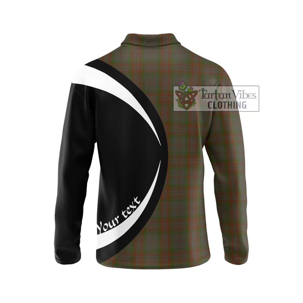 Gray Tartan Long Sleeve Polo Shirt with Family Crest Circle Style - Tartan Vibes Clothing