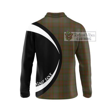 Gray Tartan Long Sleeve Polo Shirt with Family Crest Circle Style