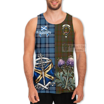 Gray Tartan Men's Tank Top Happy St. Andrew's Day Half Tartan Style