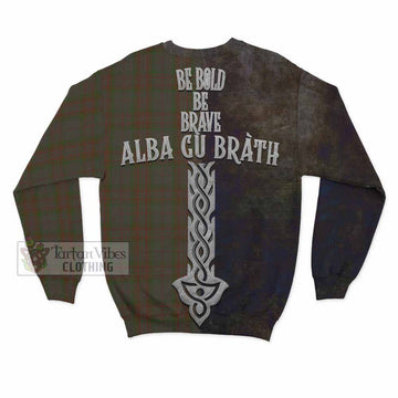 Gray Tartan Family Crest Sweatshirt Alba Gu Brath Be Brave Lion Ancient Style - Tartan Vibes Clothing