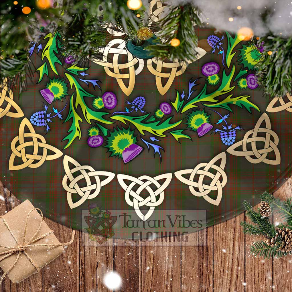 Tartan Vibes Clothing Gray Tartan Christmas Tree Skirt with Thistle Celtic Knot Style