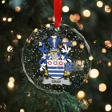 Gray Irish Clan Christmas Glass Ornament with Coat of Arms